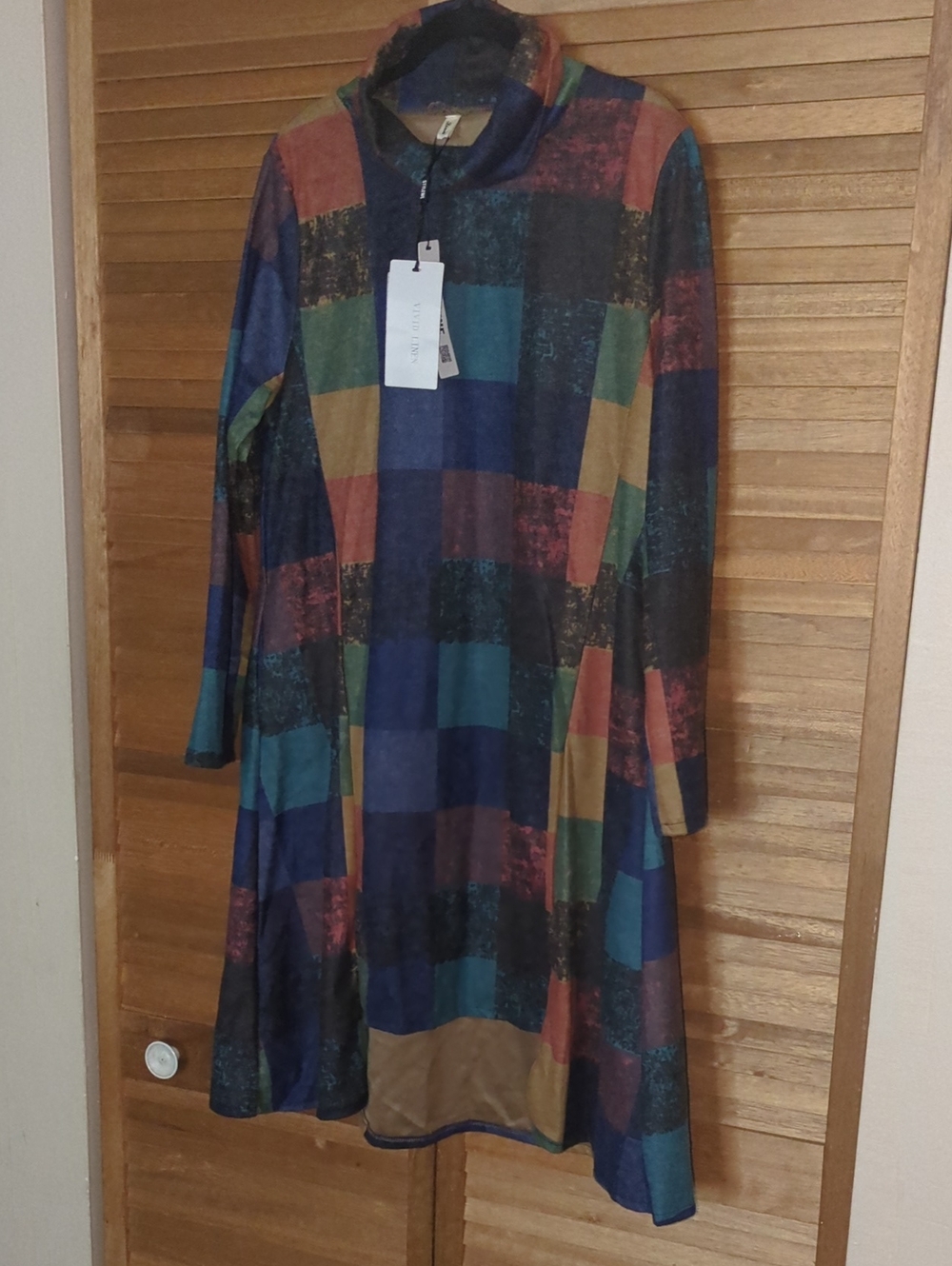 Vivid Linen Multicolor Patchwork Tunic Dress NWT - Picture 4 of 9
